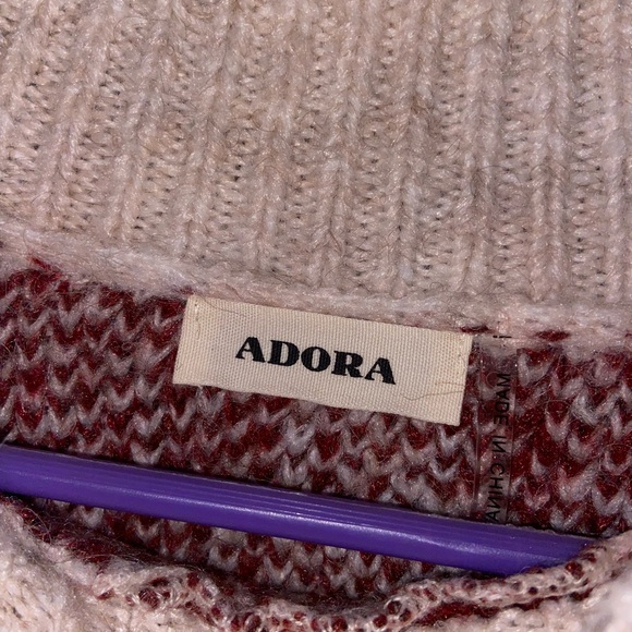 ADORA Heart Patterned Sweater - Burgundy and Cream - Picture 2 of 3